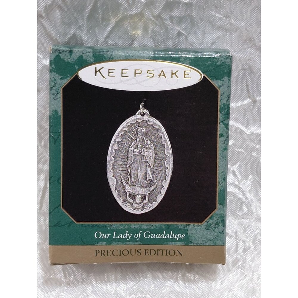 Vtg Our Lady Of Guadalupe Miniature Fine Pewter Hallmark Keepsake Ornament